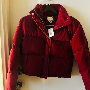 Valentine’s Day Pink Velvet Juicy Couture Down Puffer Jacket XS NWT